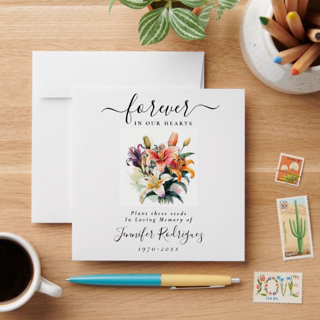 Lilies Floral Plant Seed Packet Memorial Funeral Envelope (Desk)