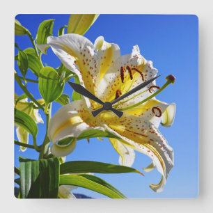 Lilies Flowers Wall Clocks White Yellow Lily