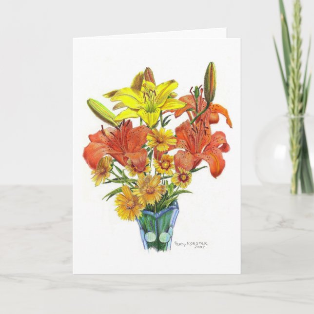 Lilies galore in Colored Pencil Card (Front)