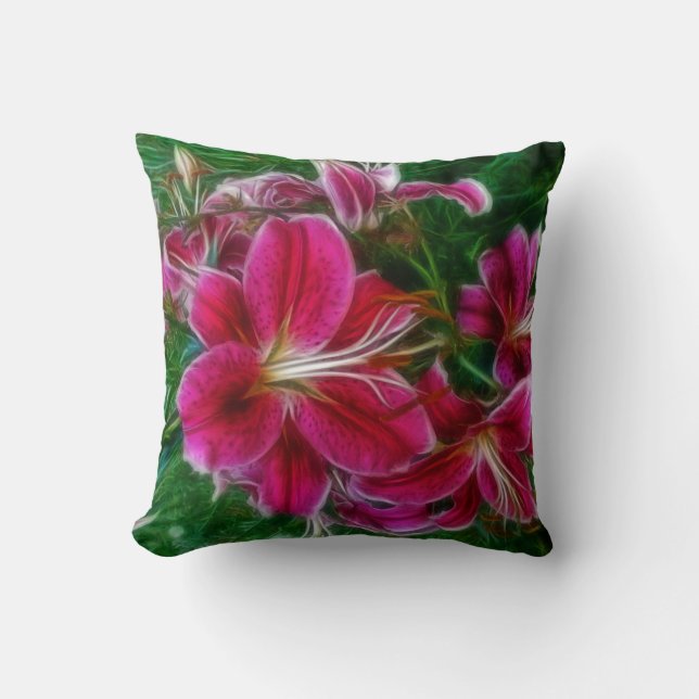 Lilies - Garden Flowers Flora Art Gifts Throw Pillow (Front)