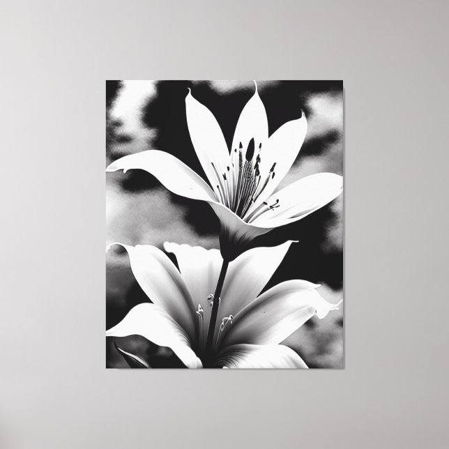 Lilies in Black and White Canvas Print (Front)