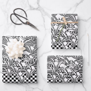 Lilies In Black And White Wrapping Paper Sheets