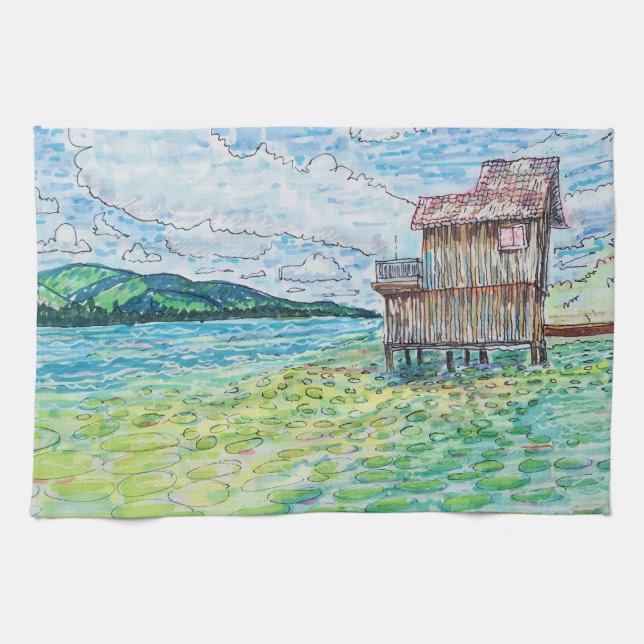 Lilies in Lake Kitchen Towel (Horizontal)