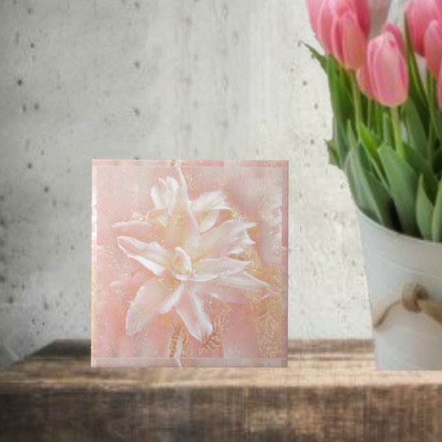 Lilies In Pink Fantasy  Ceramic Tile (Decorate your home with these decorative, Pink Fantasy Lily Ceramic Tiles!)