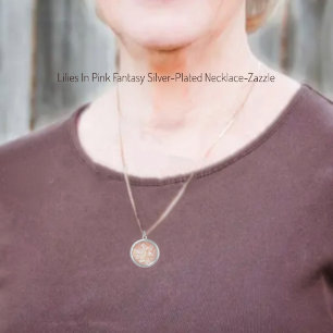 Lilies In Pink Fantasy Silver Plated Necklace