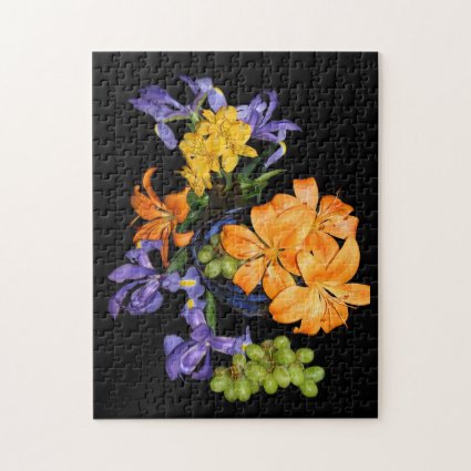 Lilies Irises and Grapes Jigsaw Puzzle