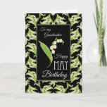 Lilies May Birthday Card, Black: Grandmother Card<br><div class="desc">A pretty May Birthday Card for a Grandmother,  with patterns of Lilies-of-the Valley on a Black background; from the Posh & Painterly 'For the Love of Lilies' collection.</div>