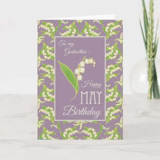 Lilies May Birthday Card, Mauve: Godmother Card