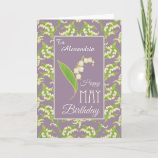 Lilies May Birthday Card to Personalize, Mauve