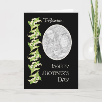 Lilies Mothers Day Photo Card, Black: for Grandma Card