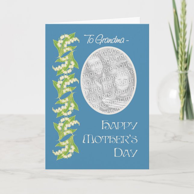 Lilies Mothers Day Photo Card, Blue: for Grandma Card (Front)