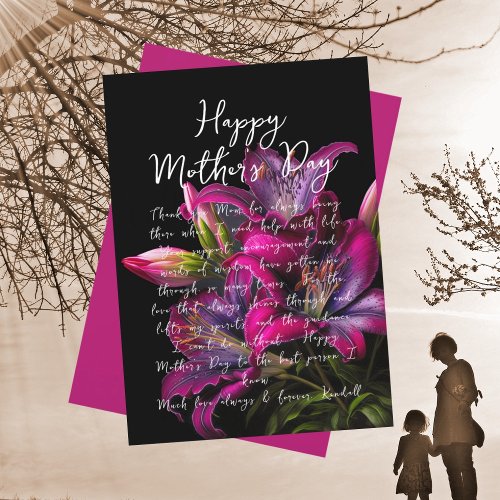 Lilies Mothers Day Thank You Message Card