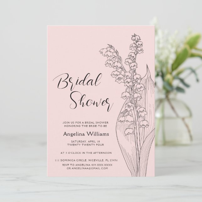 lilies of the valley Bridal Shower Invitation (Standing Front)