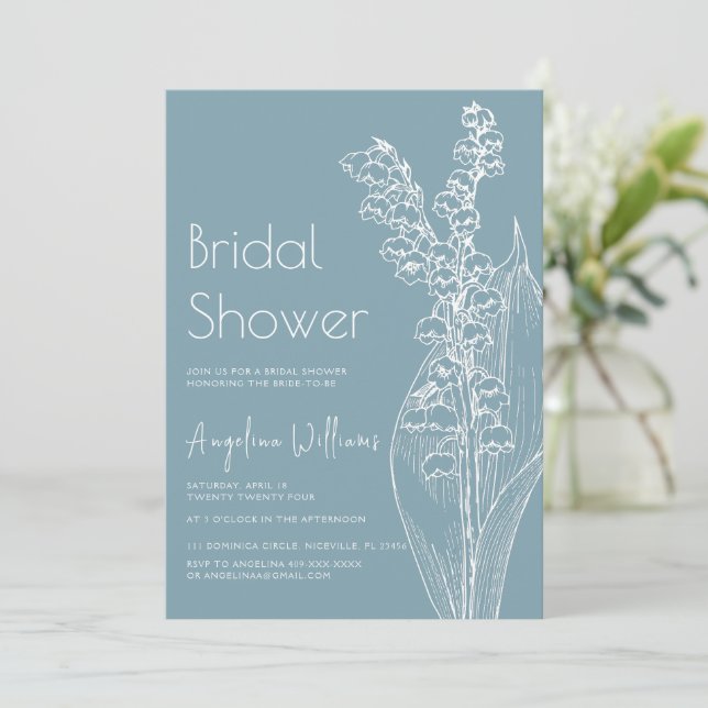 lilies of the valley Bridal Shower Invitation (Standing Front)