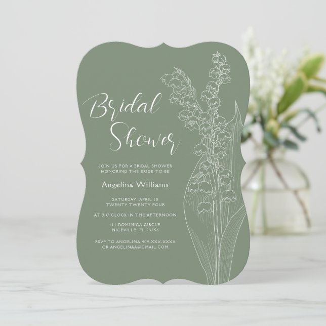 lilies of the valley Bridal Shower Invitation (Standing Front)
