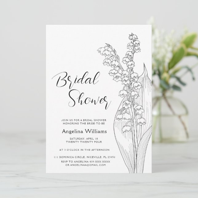 lilies of the valley Bridal Shower Invitation (Standing Front)