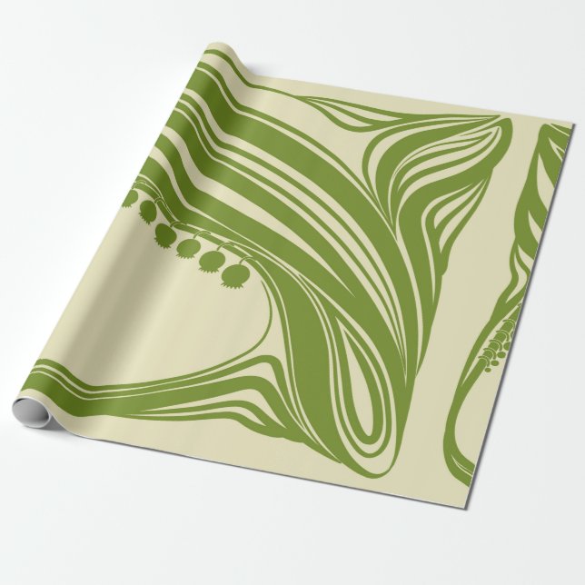 Lilies of the valley. Floral frame. Beautiful vint Wrapping Paper (Unrolled)