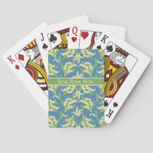Lilies of the Valley on Blue Pattern Poker Cards