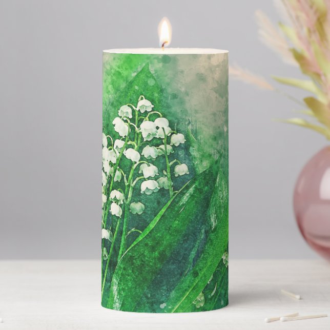 Lilies of the Valley Pillar Candle (In Situ)