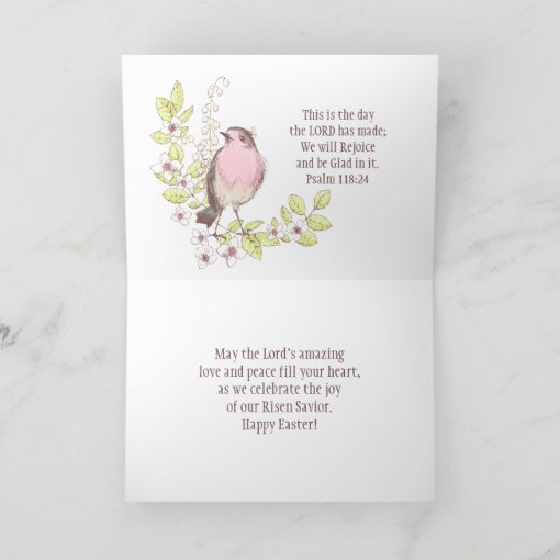Lilies of the Valley Robin Bible Verse Easter Holiday Card Zazzle