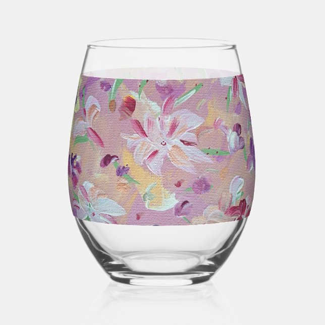 Lilies Of The Valley  Stemless Wine Glass (Front)