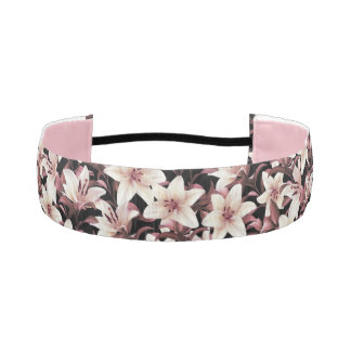 Lilies on black athletic headband