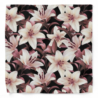 Lilies on black bandana