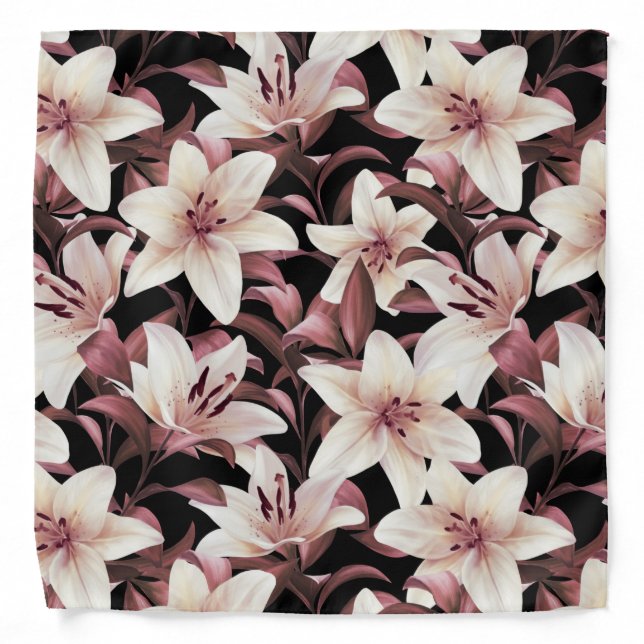 Lilies on black bandana (Front)