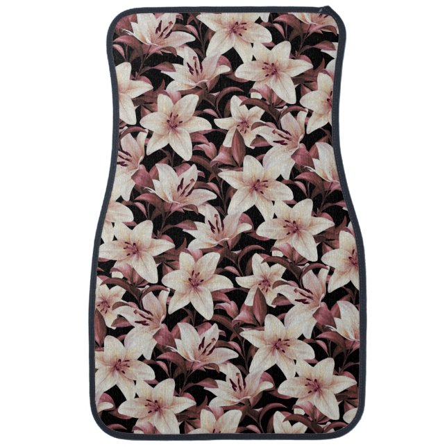 Lilies on black car floor mat (Front)