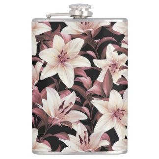 Lilies on black flask