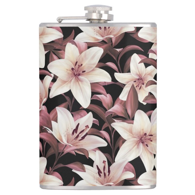 Lilies on black flask (Front)