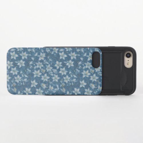 Lilies on Blue Floral Pattern iPhone 87 Slider Case