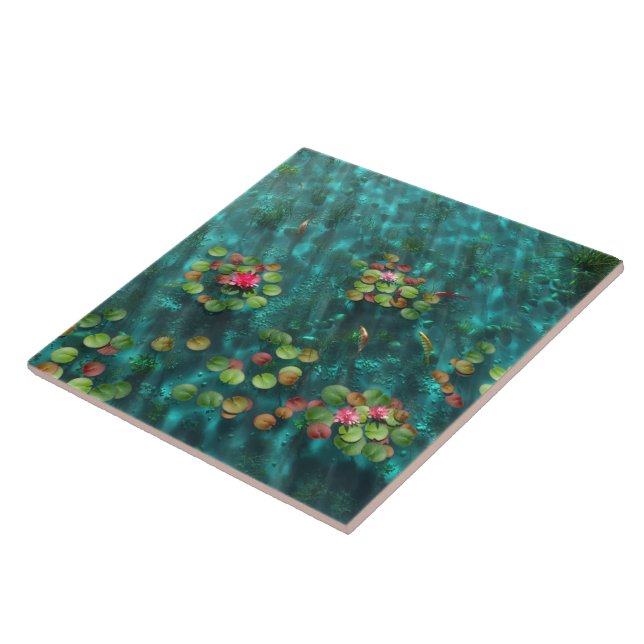 Lilies on the Water Decorative Tile / Trivet (Side)