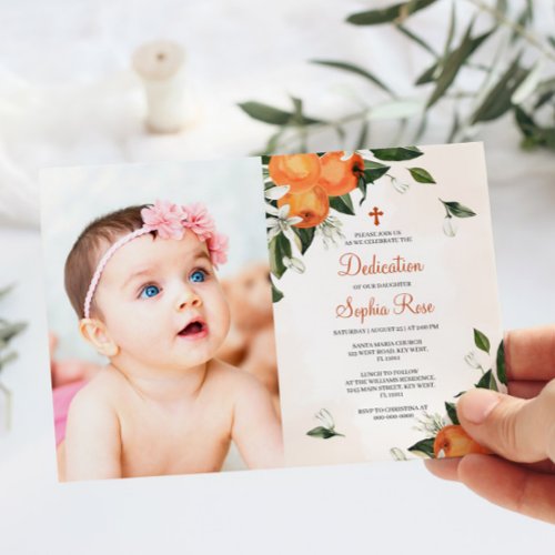 Lilies  Orange Floral Photo Dedication Invitation