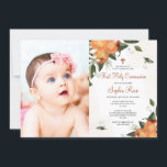 Lilies & Orange Floral Photo First Holy Communion Invitation<br><div class="desc">*** Please enter H025 in the store search to find all matching items *** Or visit our Lilies & Orange Floral Collection. *** This high-quality design is easy to customize to match your communion colors, styles and theme. For further customization, please click the "Edit using Design Tool" link and use...</div>