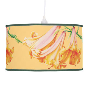 Lilies orange yellow painted art lamp shade
