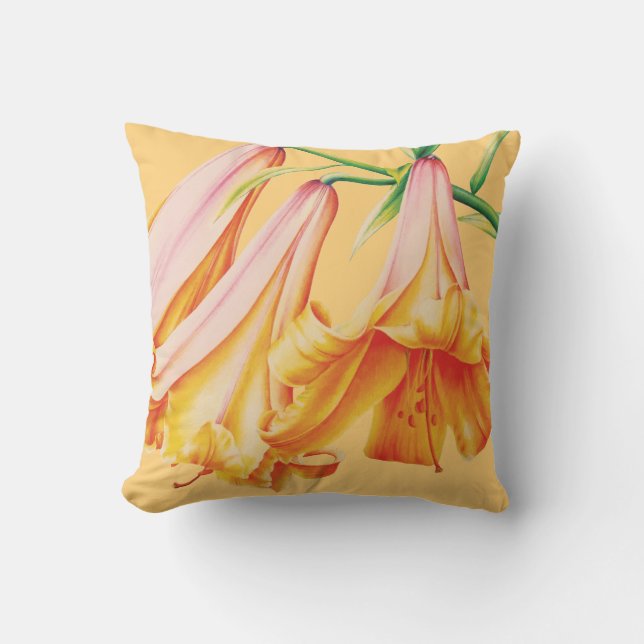 Lilies orange yellow throw pillow (Front)