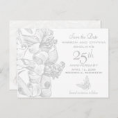 Lilies Save the Date Silver 25th Anniversary Announcement Postcard (Front/Back)