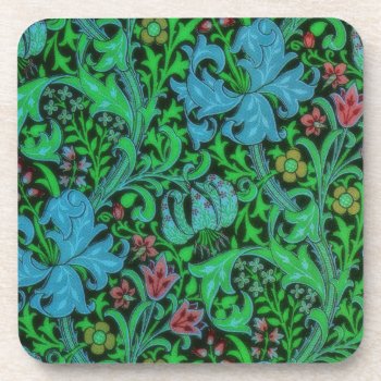 Lilies Vintage Floral Pattern Drink Coaster by encore_arts at Zazzle