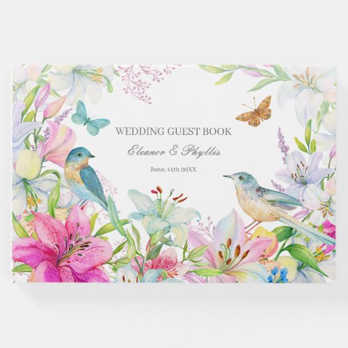 Lilies Watercolor Wedding  Guest Book