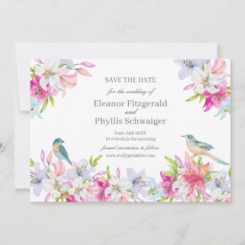 Lilies Watercolor Wedding  Save The Date