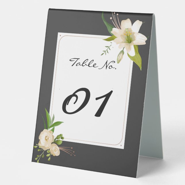 Lilies Wedding Table Tent (Front)