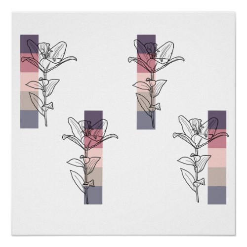 Lilies with a color palette poster