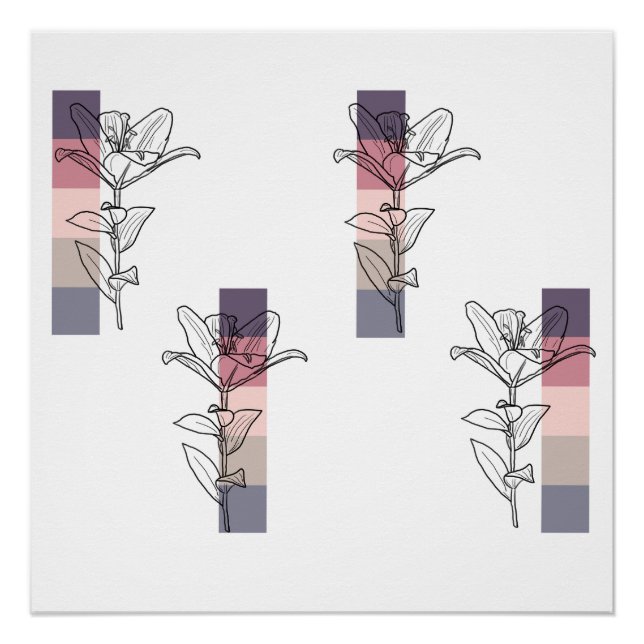Lilies with a color palette poster (Front)