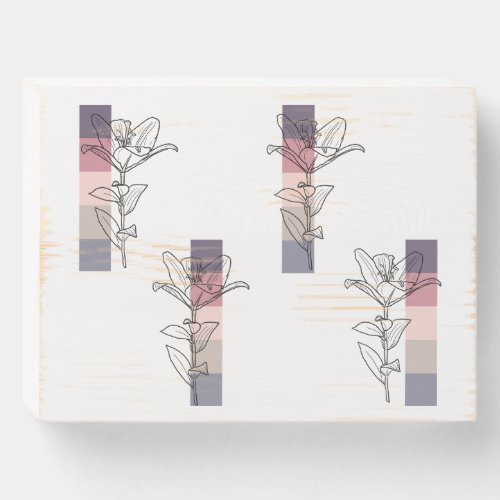 Lilies with Color Palette Wooden Box Sign
