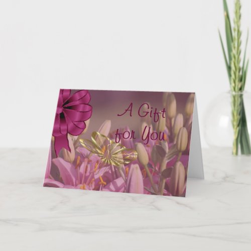 Lilies with Golden Butterfly Gift Card