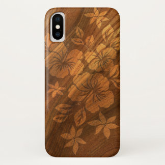 Lilikoi Hibiscus Hawaiian Faux Burl Wood iPhone X Case