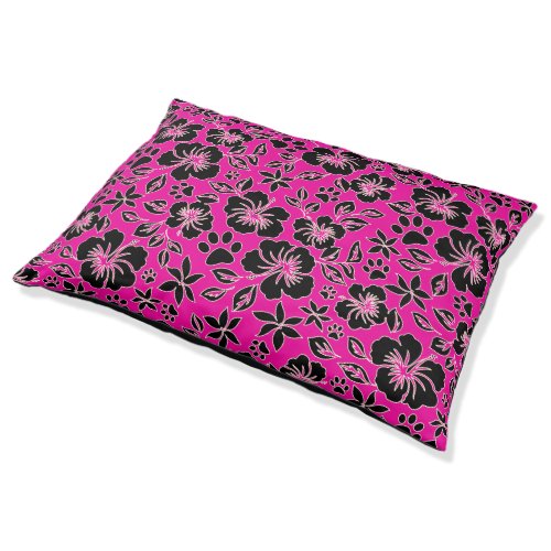 Lilikoi Paw Pareau  Hawaiian Hibiscus Fuchsia Pink Pet Bed