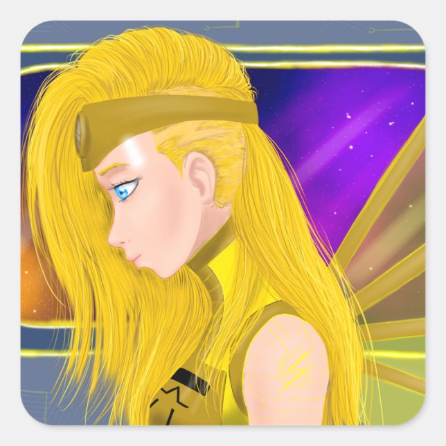 Lilin OC - Cyborg angel - Starset inspired art Square Sticker (Front)