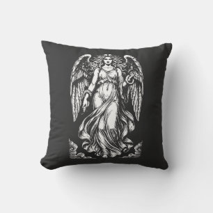 Lilith Fallen Angel with Flowing Robes and snake Throw Pillow